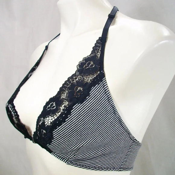 SMALL Xhilaration 95%‎ Cotton Lace T-Back Bralette Stripe NWT - Picture 3 of 5